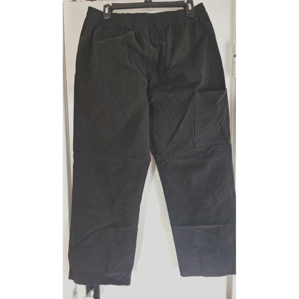 Yeezy YZY x GAP  black Elastic waist pull on sateen cargo pants solid Mens L Y2K